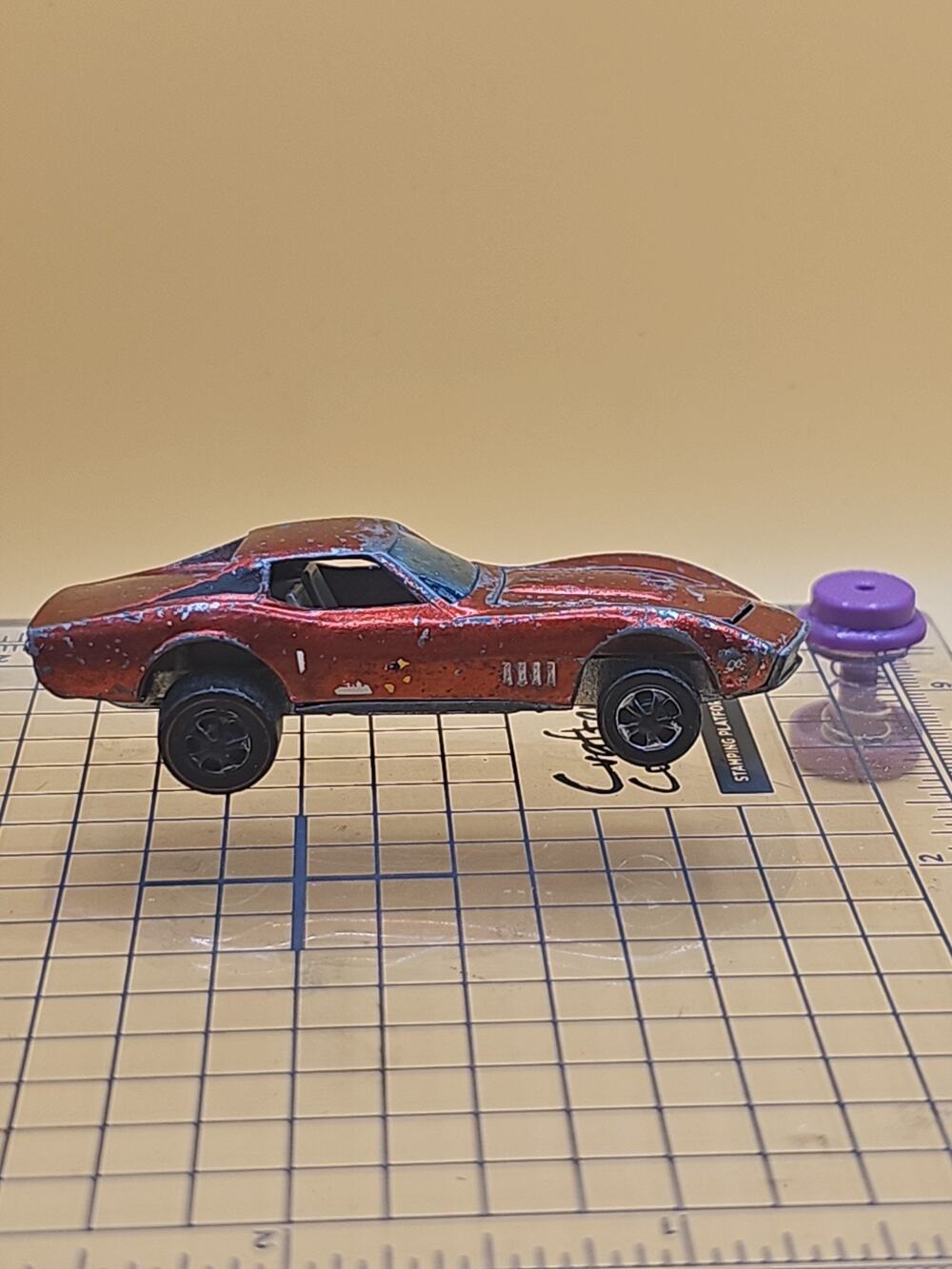 Hot Wheels Redline Custom Corvette Red with Grey Interior 1968